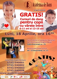 Curs de dans gratuit pentru copii, incepand din 18 aprilie