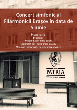 Concert simfonic al Filarmonicii Braşov în data de 5 iunie