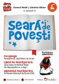 Seara de povesti pentru copii, in fiecare miercuri la libraria Okian