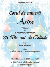 "25 de ani de colinde" alaturi de corul de camera "Astra"