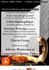 Seara de poezie alaturi de poetii Catalin Samarghitan si George Precup in libraria Okian Brasov