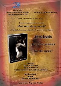 Lansarea volumului bilingv "Despre ea, niciodata *Sur elle,jamais", apartinand poetei Adriana Lisandru
