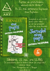 Lansarea cartii "Jurnalul unui pusti. Ultima picatura" de Jeff Kinney in libraria Okian