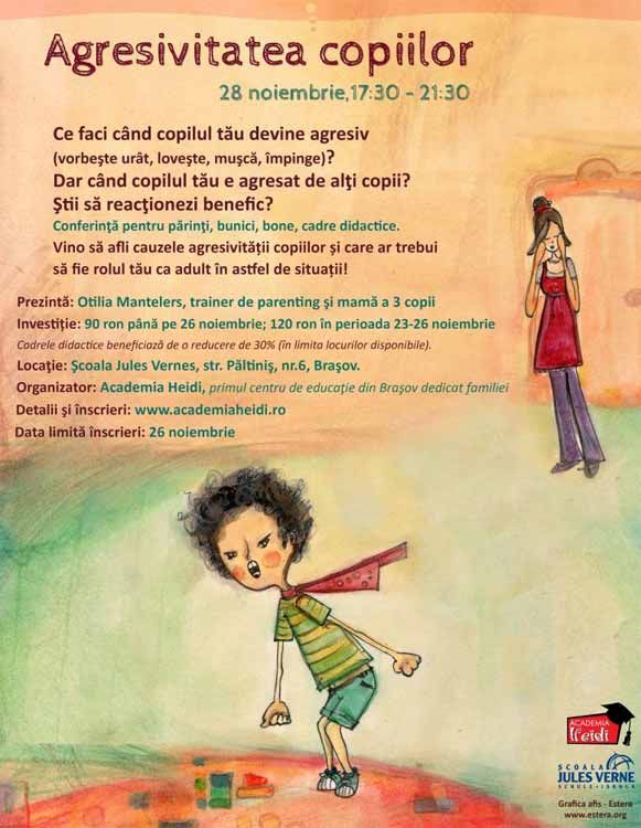 Agresivitatea copiilor: conferinta pentru parinti, bunici, cadre didactice