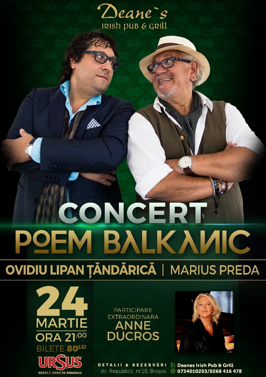 Concert ,,Poem Balkanic'' cu Ovidiu Lipan Țăndărică, Marius Preda și Anne Ducros