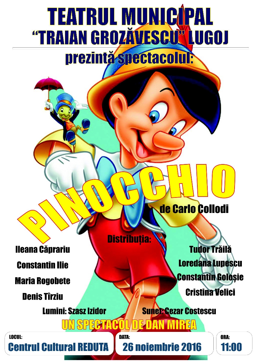 Spectacol de teatru pentru copii ”Pinocchio” de Carlo Collodi