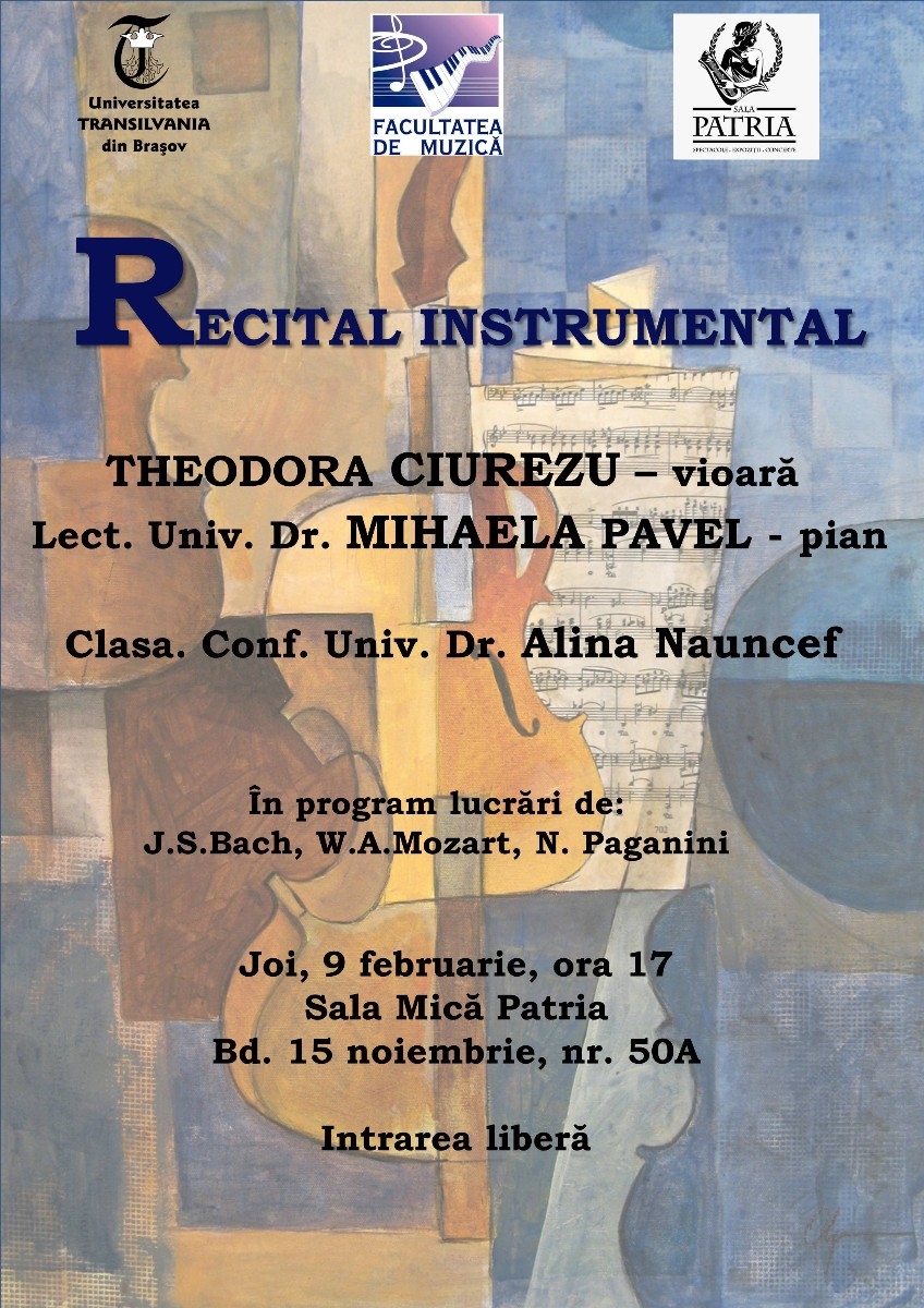 Recital instrumental la Sala Patria, in data de 9 februarie 2017