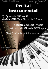 Recital instrumental la Muzeul Casa Muresenilor, in data de 22 ianuarie 2018