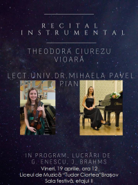 Recital instrumental la Liceul de Muzica "Tudor Ciortea" in data de 19 aprilie 2019