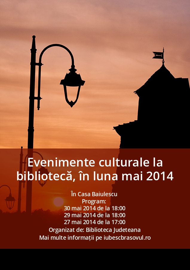 Evenimente culturale la bibliotecă, în luna mai 2014