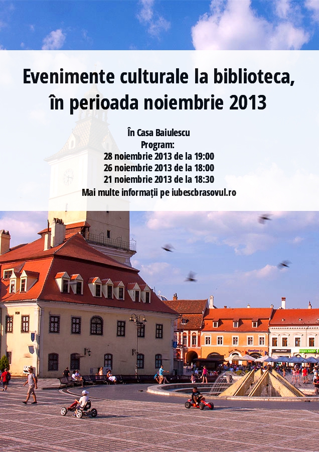 Evenimente culturale la biblioteca, în perioada noiembrie 2013