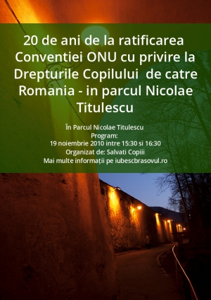 20 de ani de la ratificarea  Conventiei ONU cu privire la Drepturile Copilului  de catre Romania - in parcul Nicolae Titulescu