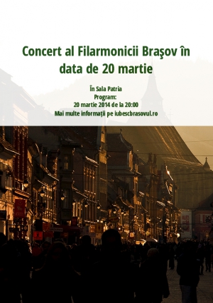 Concert al Filarmonicii Braşov în data de 20 martie