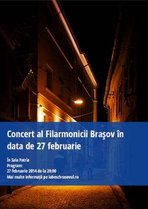 Concert al Filarmonicii Braşov în data de 27 februarie