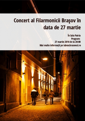 Concert al Filarmonicii Braşov în data de 27 martie