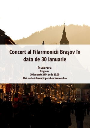 Concert al Filarmonicii Braşov în data de 30 ianuarie