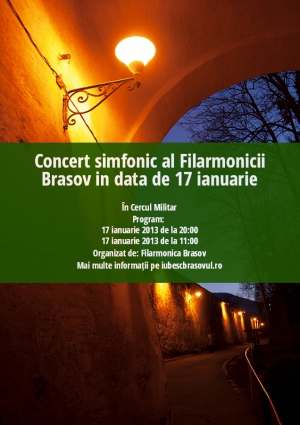 Concert simfonic al Filarmonicii Brasov in data de 17 ianuarie