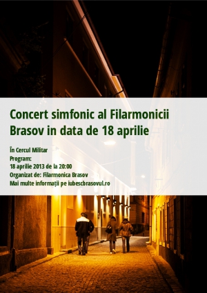 Concert simfonic al Filarmonicii Brasov in data de 18 aprilie