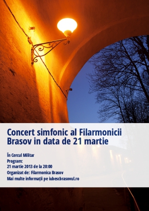 Concert simfonic al Filarmonicii Brasov in data de 21 martie