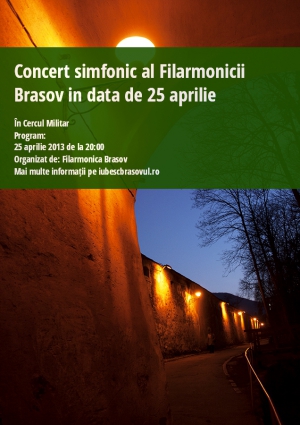 Concert simfonic al Filarmonicii Brasov in data de 25 aprilie