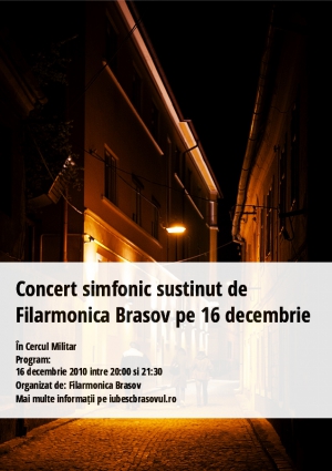 Concert simfonic sustinut de Filarmonica Brasov pe 16 decembrie