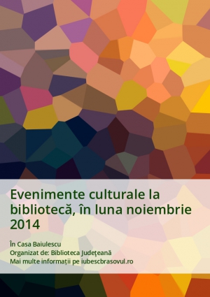 Evenimente culturale la bibliotecă, în luna noiembrie 2014