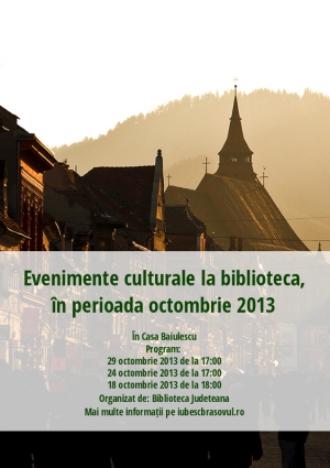 Evenimente culturale la biblioteca, în perioada octombrie 2013