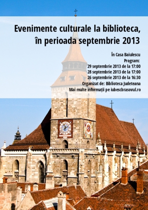 Evenimente culturale la biblioteca, în perioada septembrie 2013