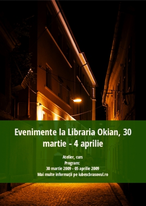 Evenimente la Libraria Okian, 30 martie - 4 aprilie