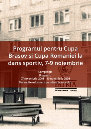 Programul pentru Cupa Brasov si Cupa Romaniei la dans sportiv, 7-9 noiembrie